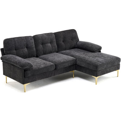 L-shaped Chenille Modern Sectional Sofa Couch, 3 Seat Couch With Deep Seat Design, Removable Sofa Pillows Washable,sofa For Living Rooms, Bedrooms, Ap