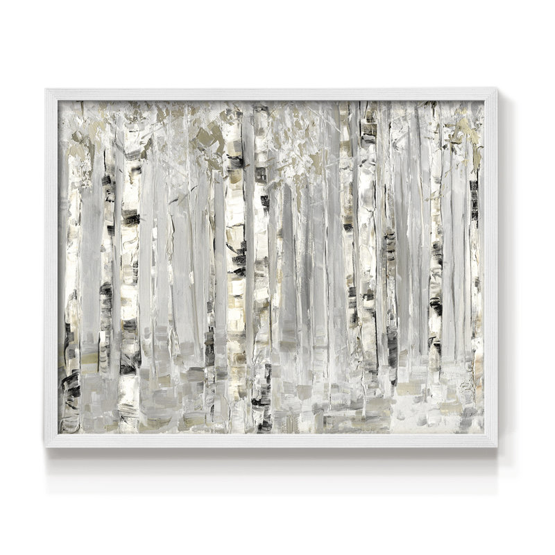 Shimmering Birch Grove -Framed Print - Restickable, White