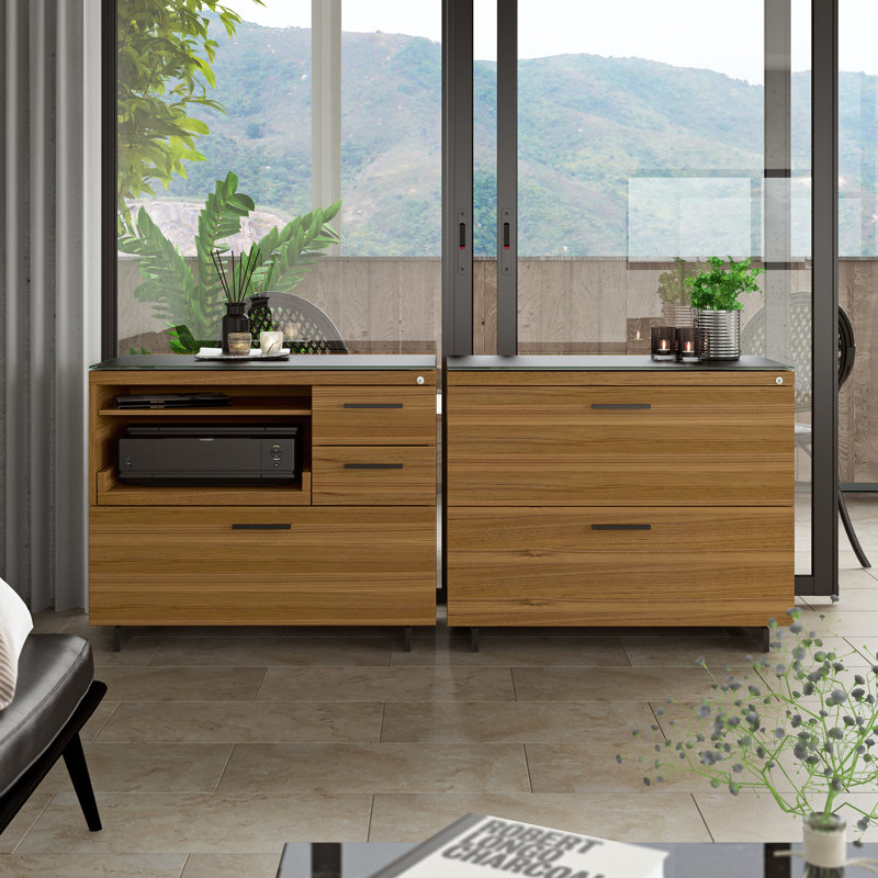 Sequel 20 2 - Drawer File Cabinet, Natural Walnut/Black