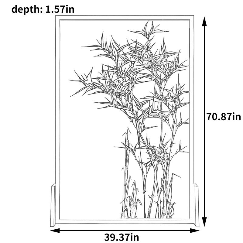 Diviseur d'ombre à encre en bambou, H 70,87 po x l 39,37 po x P 1,57 po