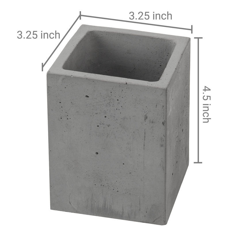 Set of 3 Gray and White Concrete Square Pen Holders
