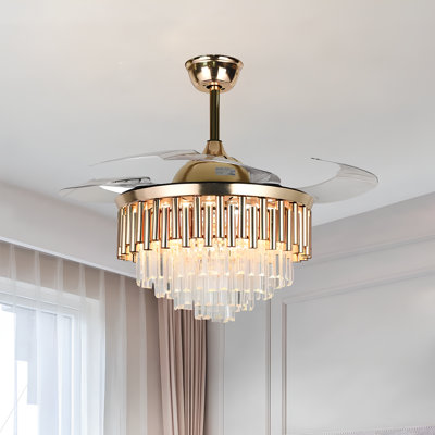 Ventilateur de plafond en cristal 42 po avec lumières DEL Meindert