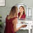 Modern Trifold Mirror With Crushed Diamond Inlay, 32" X 24" Silver Vanity Mirror For Bedroom, Bathroom, Glam Mirrors For Wall Decor Entryway Fireplace Mantel-821791850