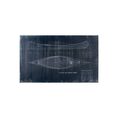 Toile texturée embelli à la main Canoe Blueprint (50 x 30) par Fiona H a