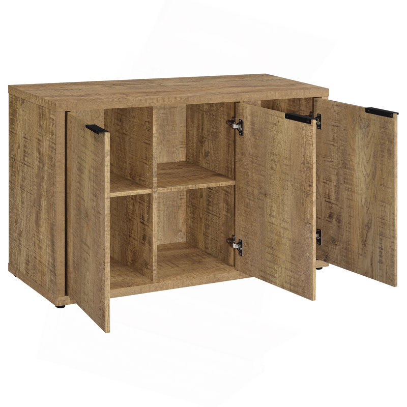 Pamplona Mango Brown 3-Door Engineered Wood Accent Cabinet, 30" H x 47.25" W x 15.5" D