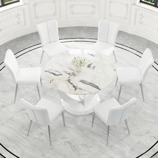 Ensemble de table de salle à manger 47,2 po, table de salle à manger moderne avec chaises à dossier haut en similicuir
