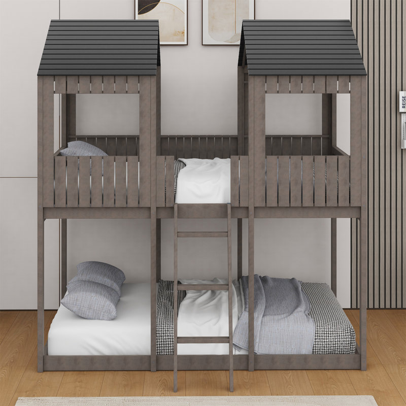Ailah Kids Full Over Full Bunk Bed, Antique Gray