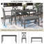 Ensemble de 6 tables de salle à manger en bois, 4 chaises en tissu et banc-2029914879