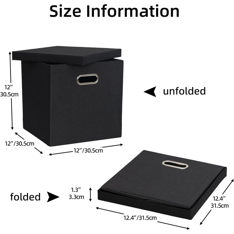 4-pack Black Linen Storage Bins With Lids