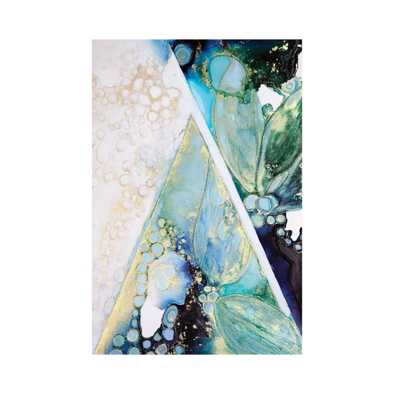 Geo Blues 1 Piece Painting on Canvas, 45.72cm H x 30.48cm W x 1.91cm D, Wrapped Canvas