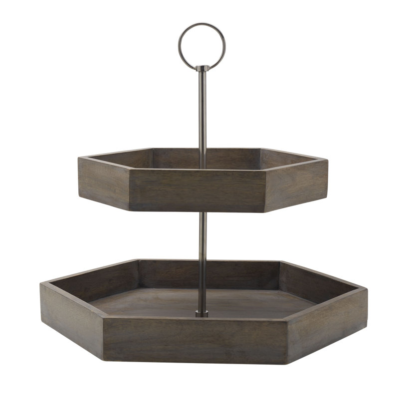 Hexagon 2-Tier Tray-Grey