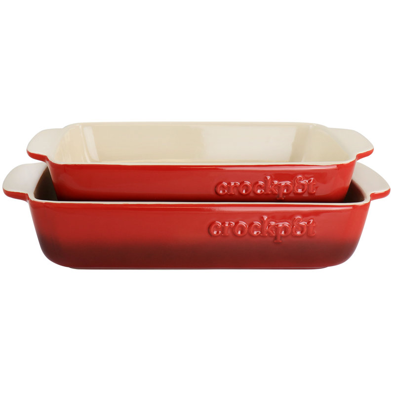 Gradient Red Ceramic Bakeware Set with Integrated Handles