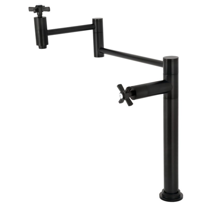 Kingston Brass Millennium Two-Handle 1-Hole Deck Mount Pot Filler Faucet, Matte Black