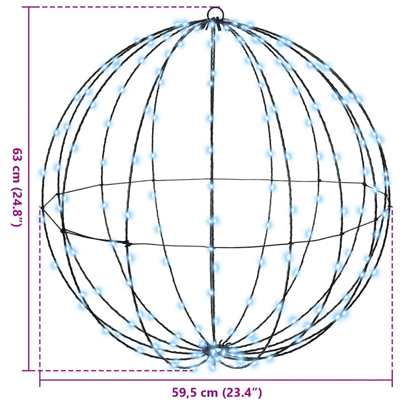 Vidaxl Ball With 384 Leds 2 Pcs Cold White 60 Cm Metal