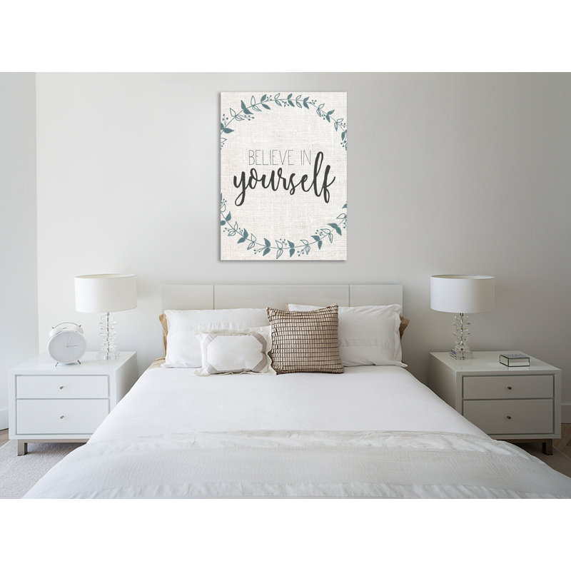«Stay Strong 1» par Kimberly Allen, art textuel sur toile tendue, H 24 po x l 24 po x P 1,5 po