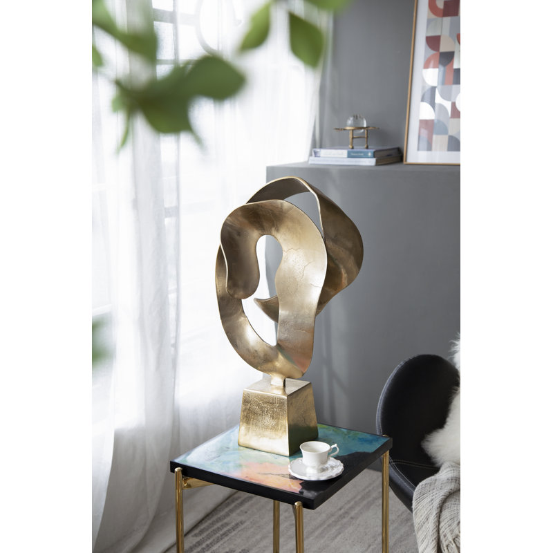 16.5x6x24.5" Baldwin Abstract Figurines & Sculptures, Bright Gold, 24.6'' H X 6.1'' W X 16.7'' D