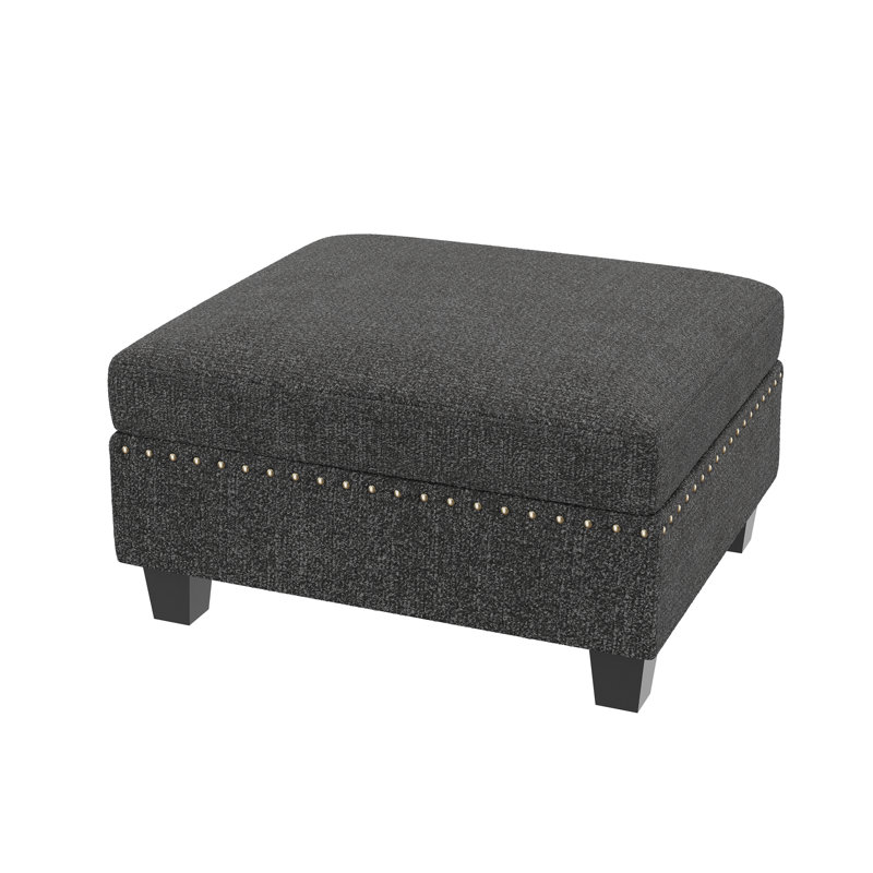 Anureet Upholstered Ottoman, Dark Gray