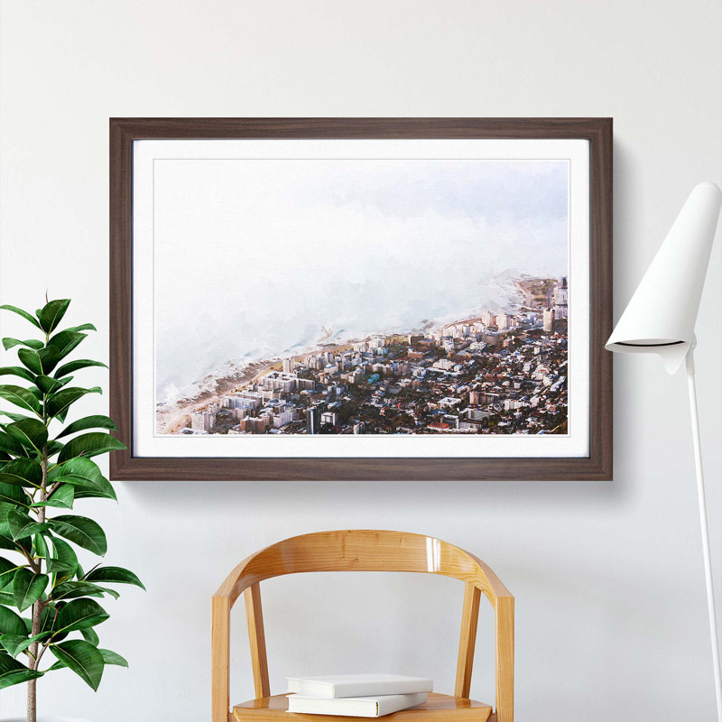Seascape from Cape Town in Abstract - Picture Frame Graphic Art Print, 50cm H x 76cm W x 2cm D, Walnut