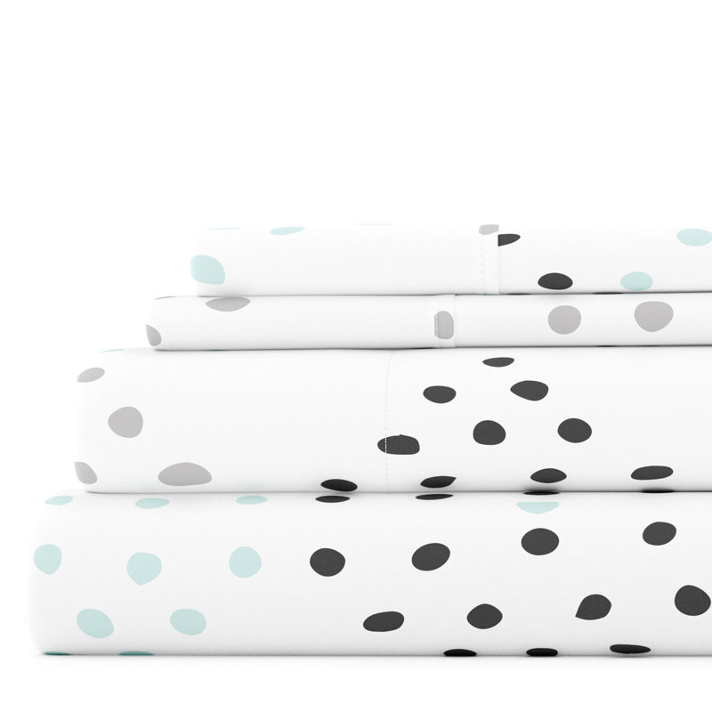 King Light Gray Trio Dots Microfiber Sheet Set