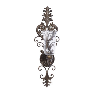 Applique murale en verre bronze avec motifs de volutes 10 po x 7 po x 31 po