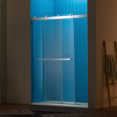 WOODBRIDGE Frameless Double Sliding Shower Door with Soft Close System, 56-60" Width x 80"Height with 3/8"(10mm) Clear Tempered Glass