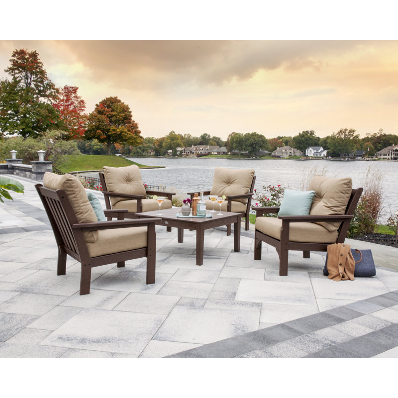 Vineyard 5-Piece Deep Seating Conversation Set, Mahogany, Natural