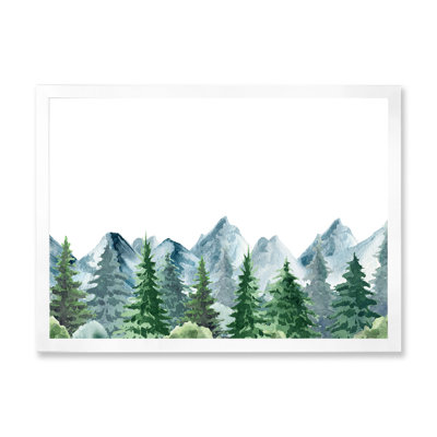 " Mountain Landscape With Fir Trees I " Painting Print