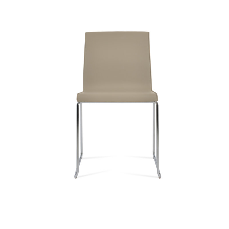 Chaise rembourrée empilable Polo, Chrome, Blanc