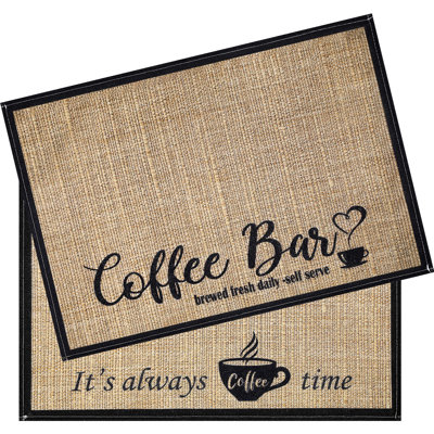 Ensemble de 2 tapis de café, accessoires de café 20 x 14 pouces, ensemble de napperons pour machine à café, comptoirs, accessoires de station de café, heure du café