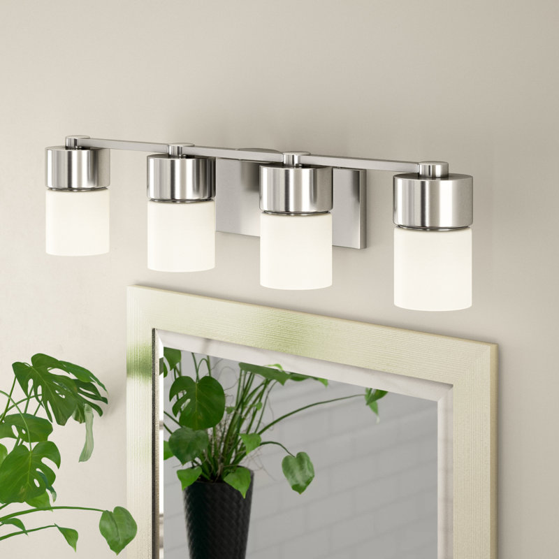 Éclairage pour salle de bain 4 lumières Amarissa, Nickel poli brossé