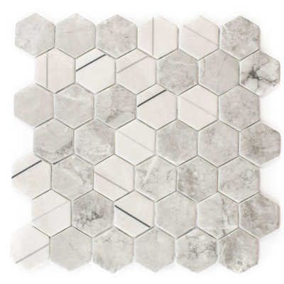 Carreau de mosaïque en verre hexagonal 2 "x 2" Eterna