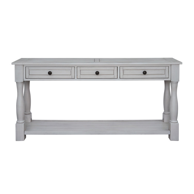 Console longue avec tiroirs et tablette Cervantez, Gris délavé