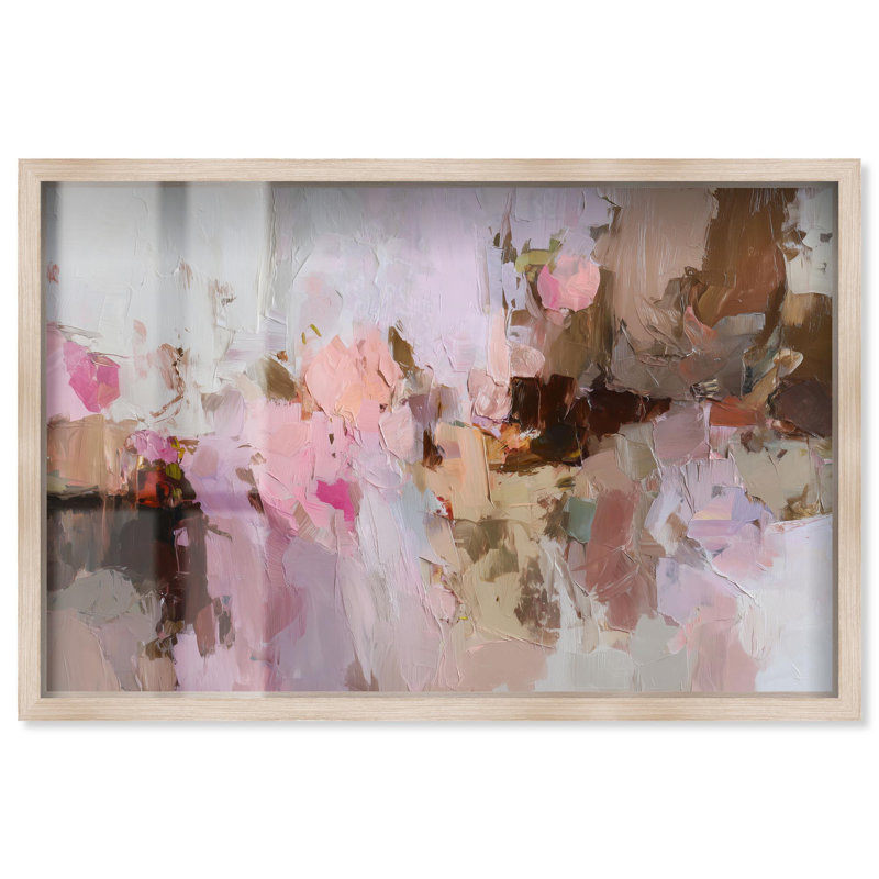 «Creamy Rose Palette I Shadowbox Print» par Art Remedy, cadre blond, 46 x 31, H 31 po x l 46 po, Cadre blond