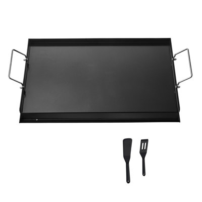 24x16 in Universal Carbon Steel Flat Top Griddle for Outdoor BBQ, Heavy Duty Non-Stick Grill Pan with Grease Trap