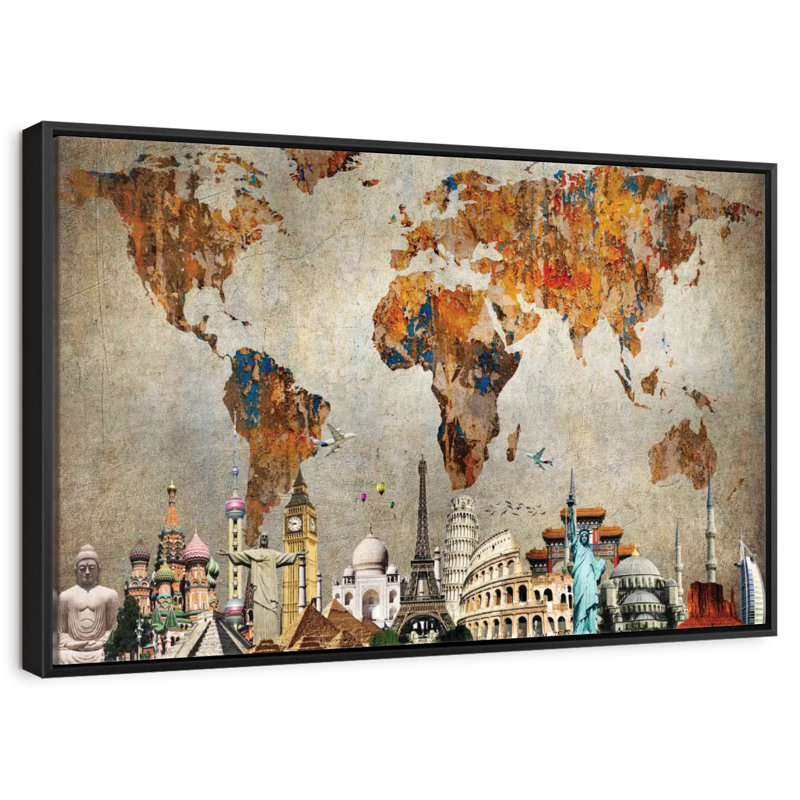 Aliaz Rusty World Map, 13" H x 19" W