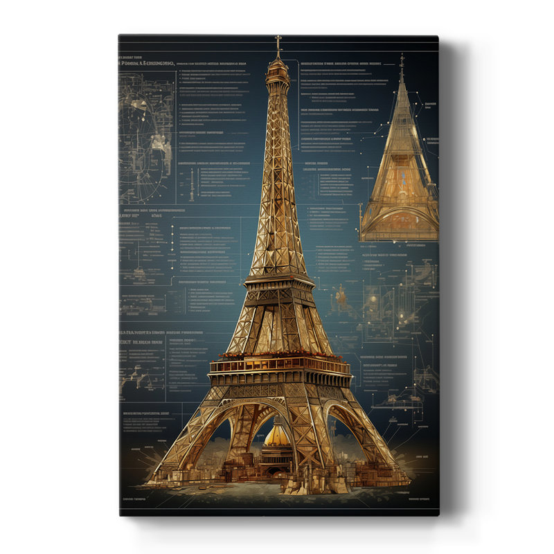 BLUEPRINT-douzième - Toile tendue avec châssis de qualité supérieure - prête à être accrochée, H 12 po x l 8 po