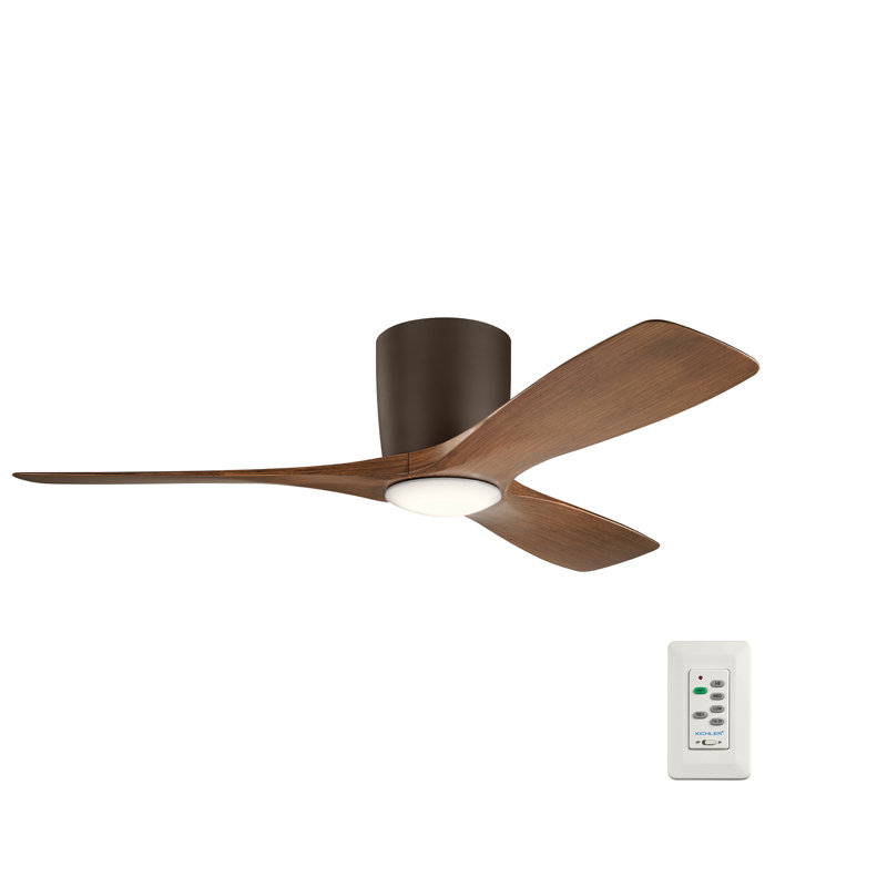 Volos 48'' Ceiling Fan with LED Lights, Satin Black with Natural Bronze Blades