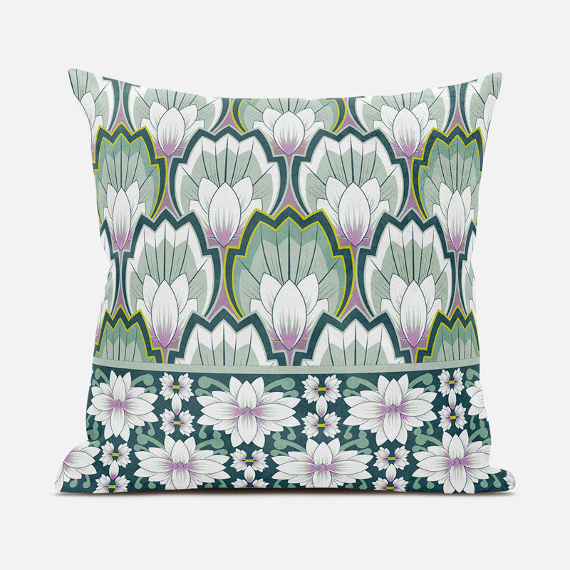 Coussin 26 x 26, Vert/rose