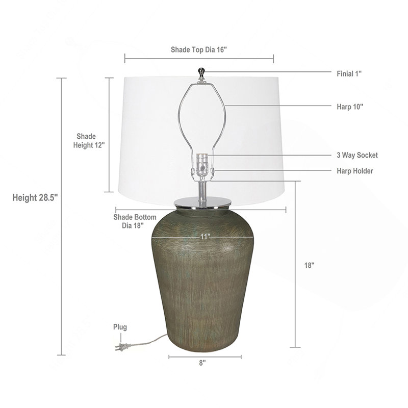 D18x28.5" Glass Table Lamp
