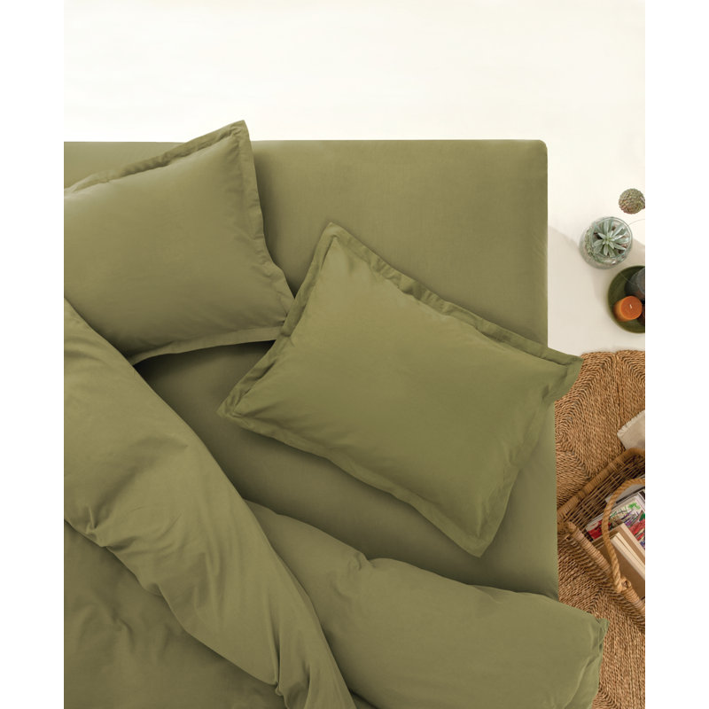 Penny Cotton Duvet Cover, Green, King Duvet Cover