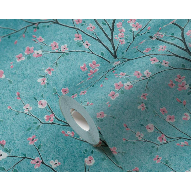 Papier peint texturé moderne Airi Walldingings, Bleu / vert / rose