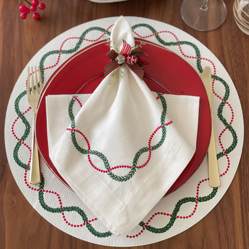 Olympia Vinyl Placemats, Red/Green