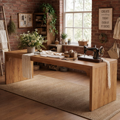 78.7-inch Craft & Sewing Table, Farmhouse Extra-Long Desk for Home Studio
