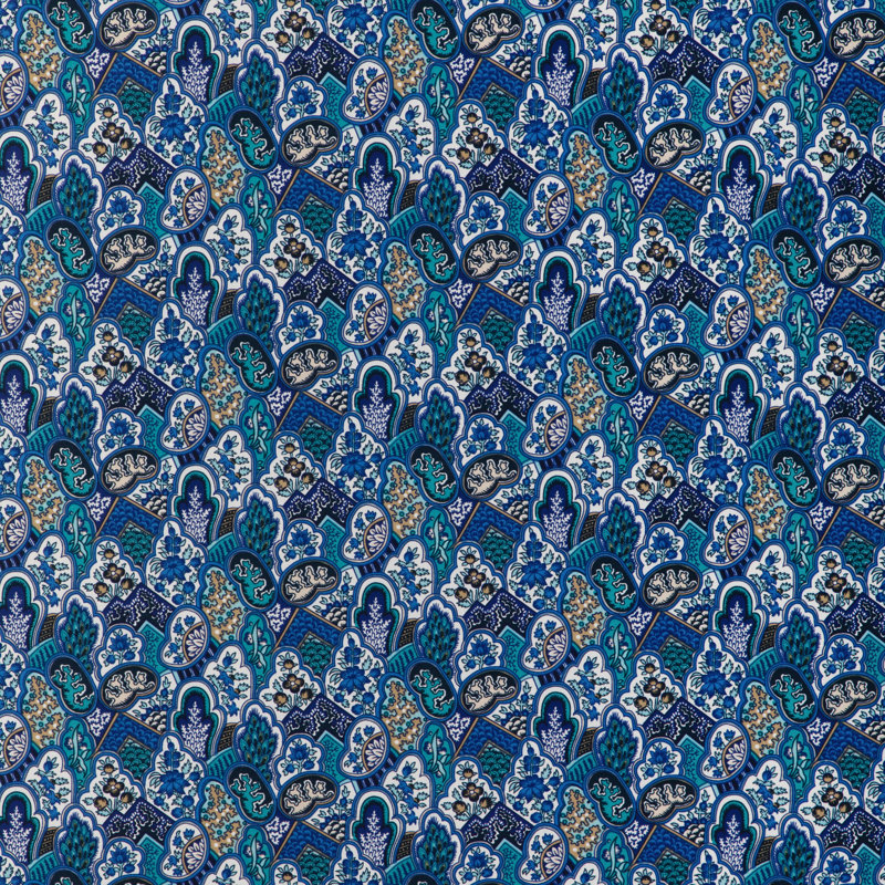 La Menagerie Villandry Print 100% Cotton Fabric, Azure