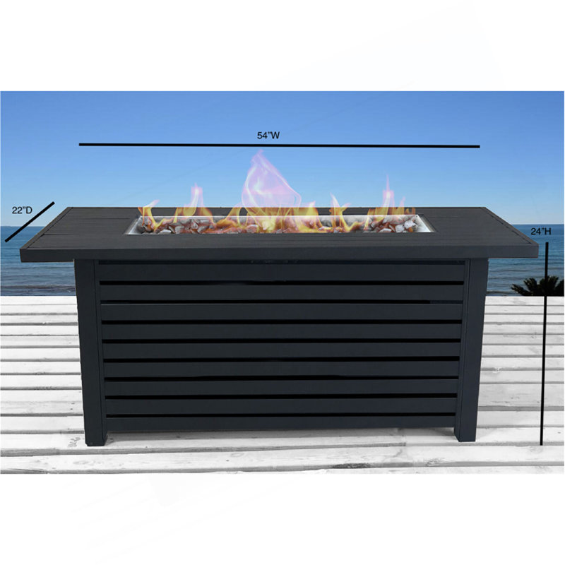 Table de foyer d'extérieur en acier au propane / gaz naturel avec couvercle, Noir