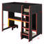 Lit mezzanine en bois avec bureau intégré, garde-robe, DEL et tiroir-1028257440