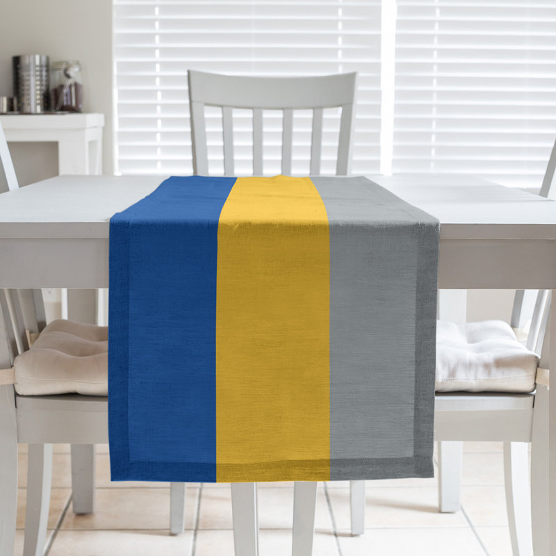 Boston Table Runner, 72" x 16", Polyester, St. Louis,Royal Blue/Gold/Gray