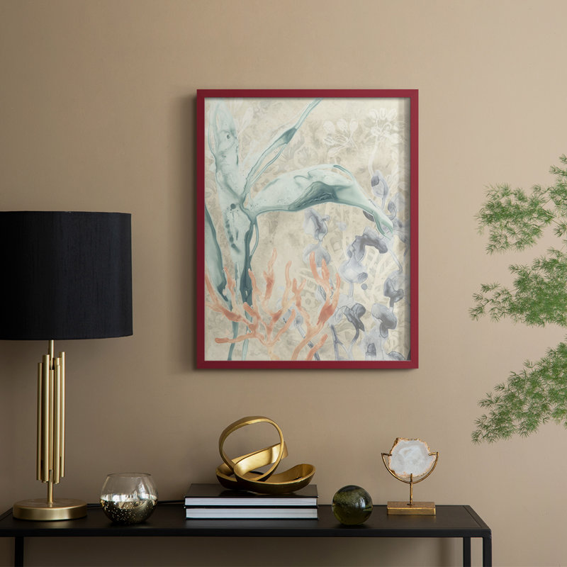 «Ocean Lace I», reproduction encadrée - bois massif, H 11 po x l 9 po, Rouge