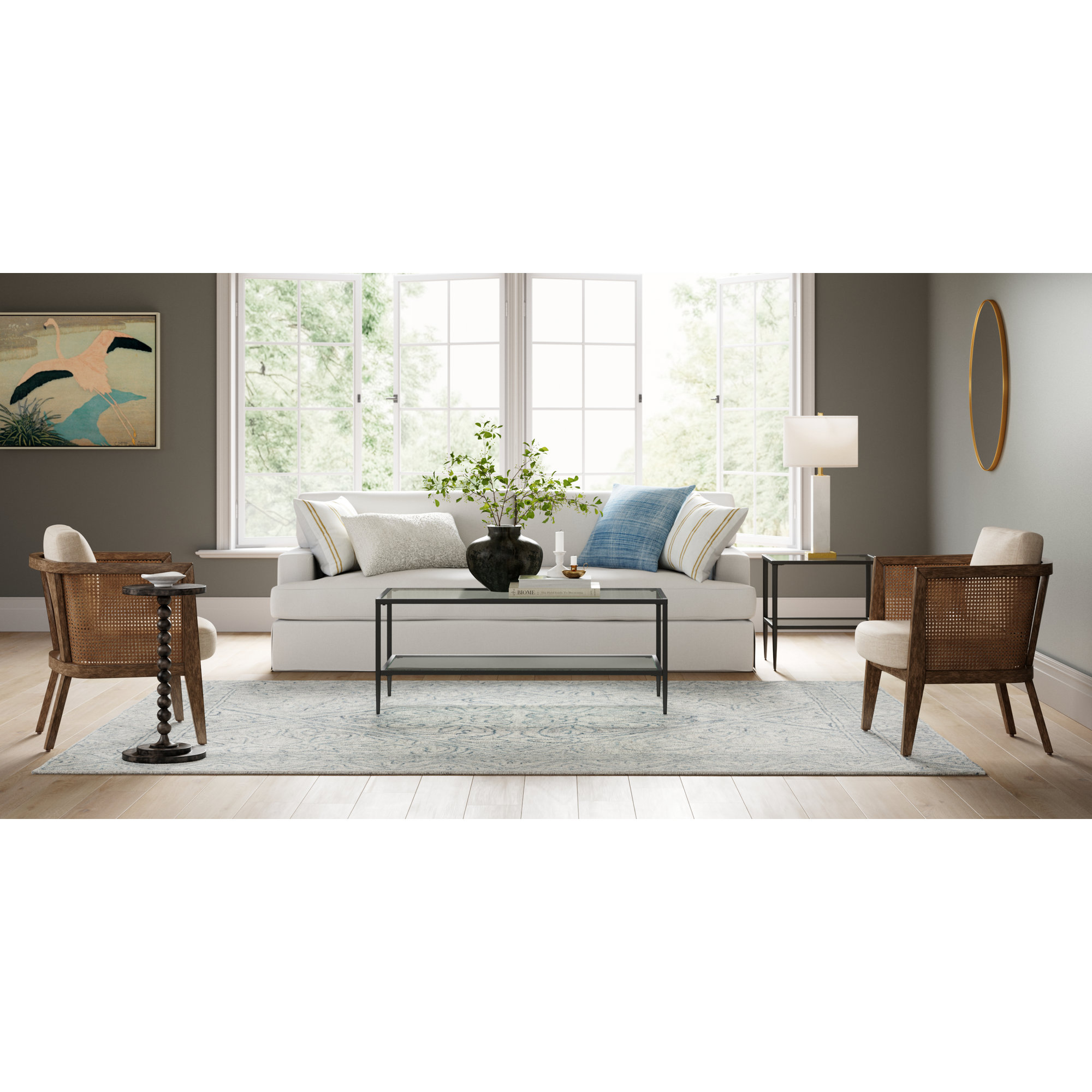Brandon Handmade Wool Blue/Beige Rug, Rectangle 9' x 12'