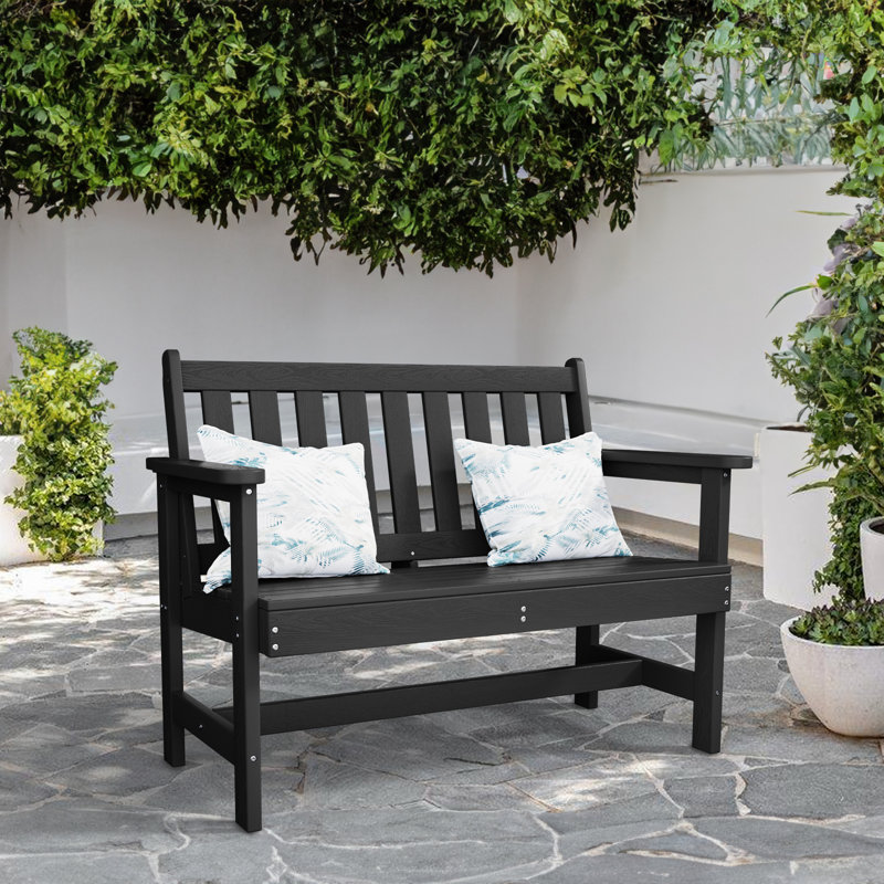 Banc d'extérieur en PEHD Genivieve, Noir, noir, noir, noir
